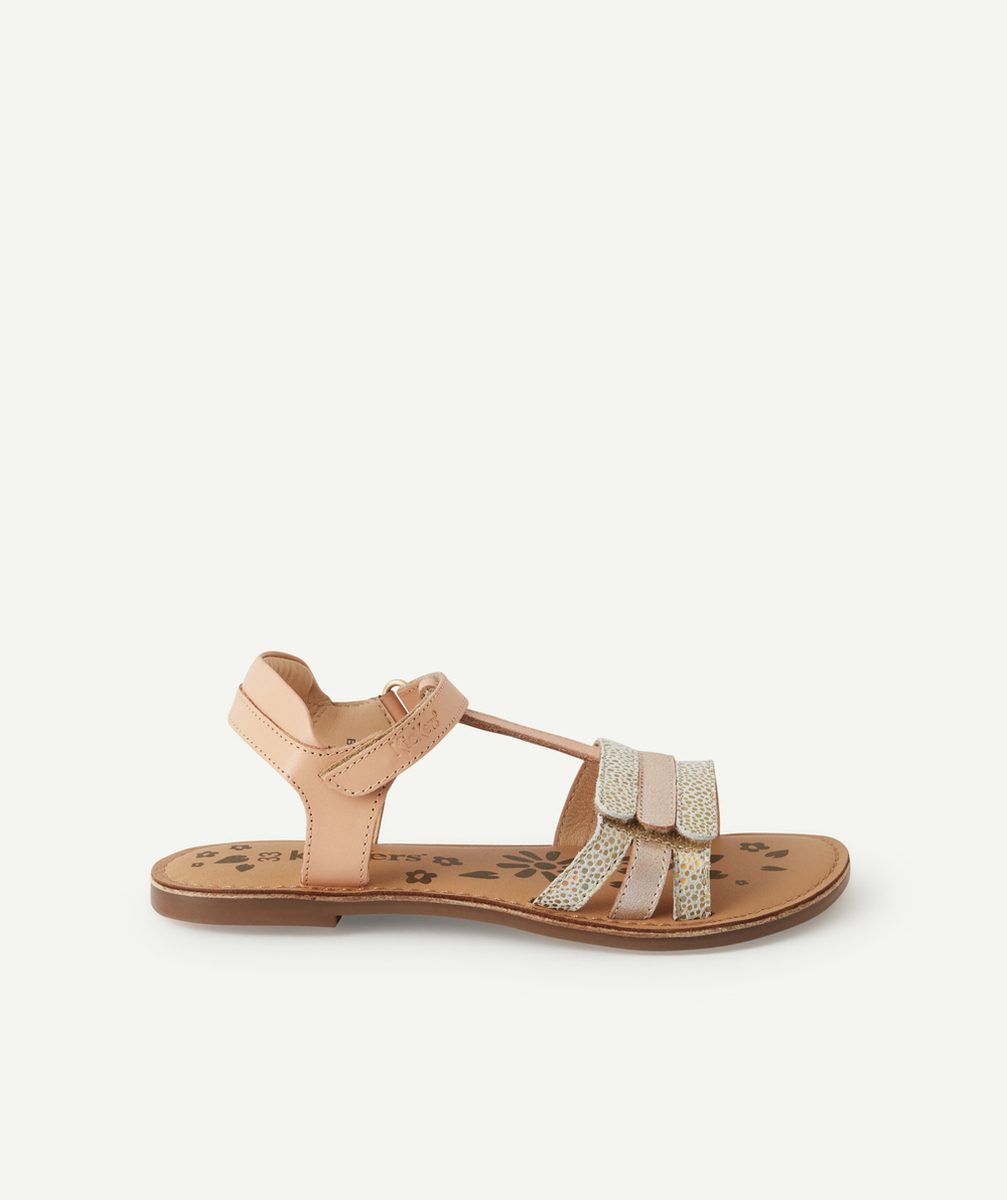 KICKERSSANDALES FILLES DIAMANTO NUDE METALLISE EN CUIR