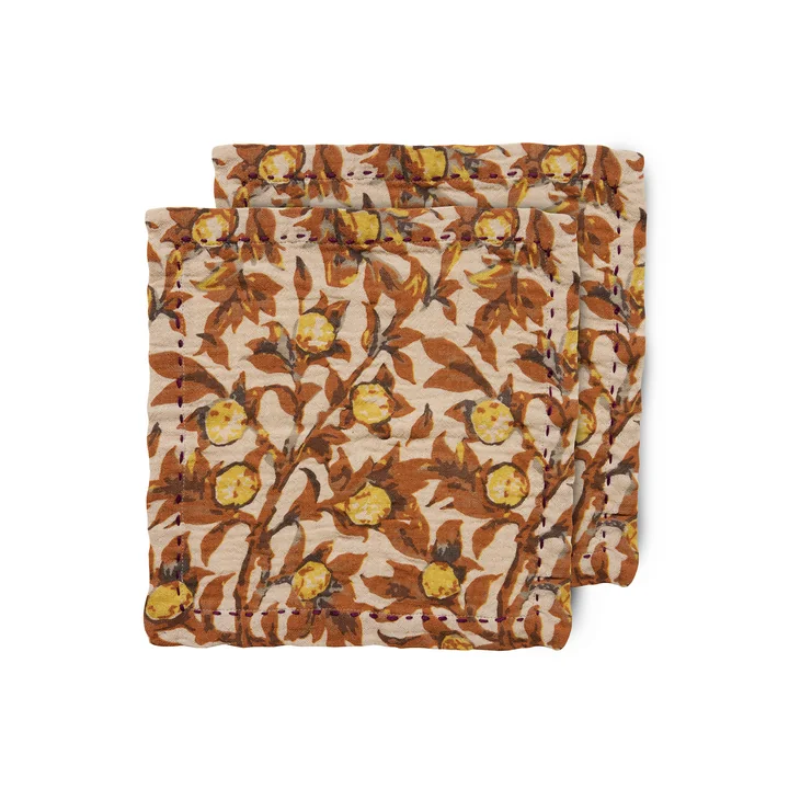 HKliving - Baumwollservietten, 30 x 30 cm, mediterranean tangerine (2er-Set)
