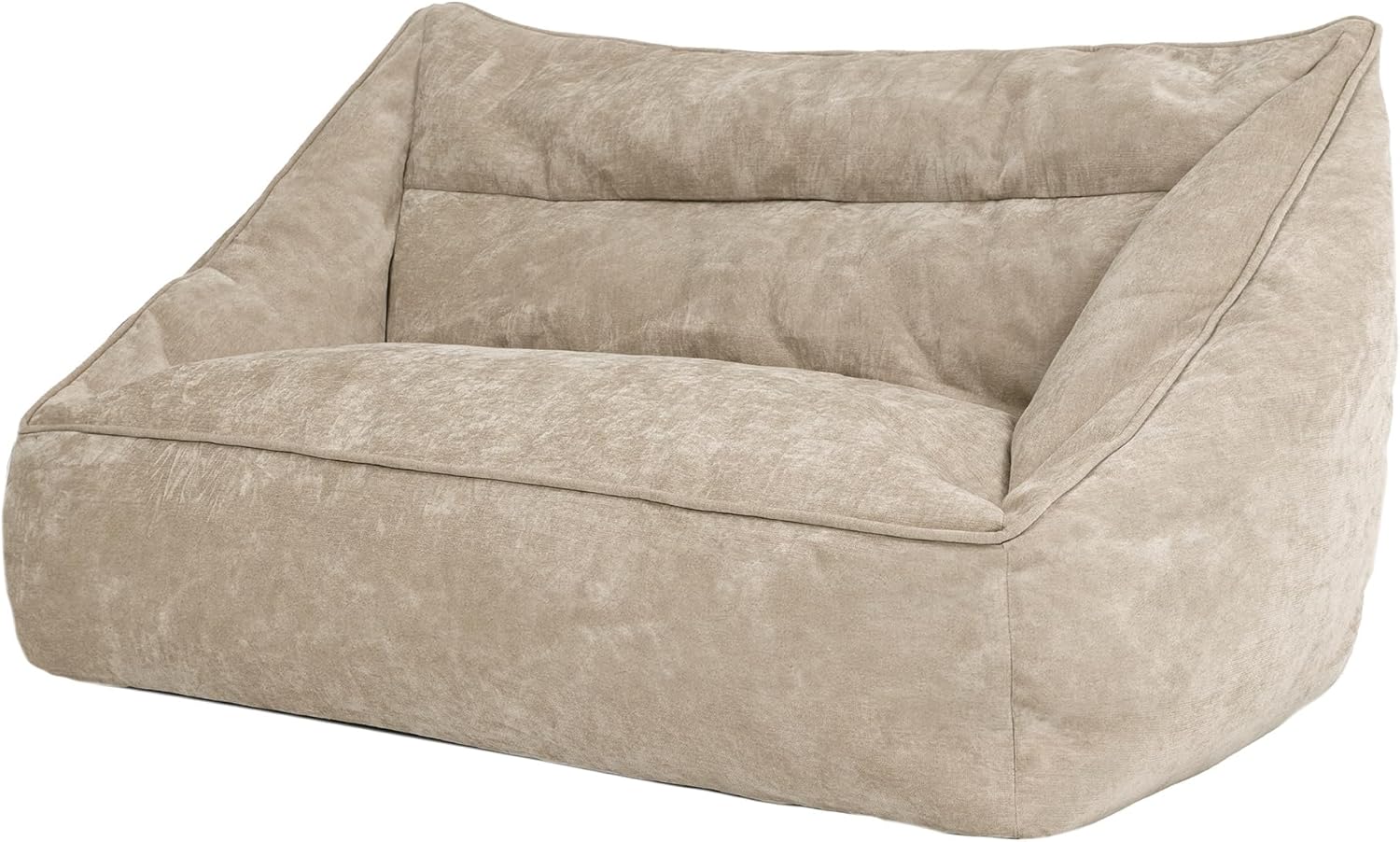 Icon Cecilia Sitzsack Sofa, Beige, Flauschiger Chenille Stoff, 2 Sitzer Sofa für Erwachsene, Riesensitzsack mit Füllung, Bequemer Sessel, Lounge, Wohnzimmer, Deko Wohnzimmer