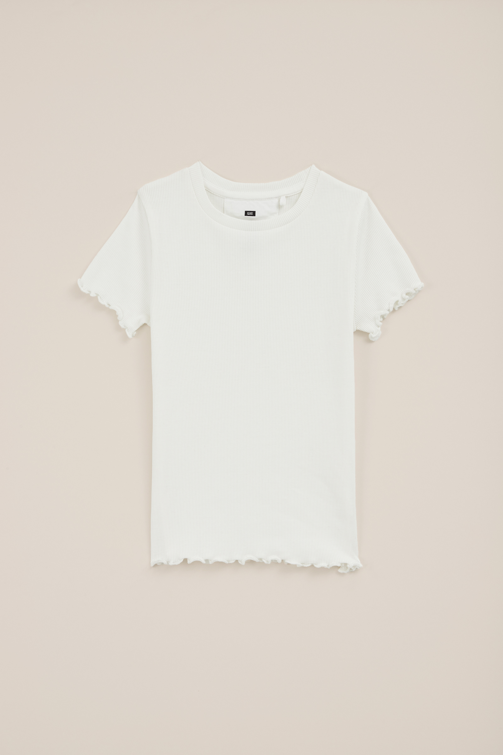 Meisjes T-shirt met ribstructuur WE Fashion Wit