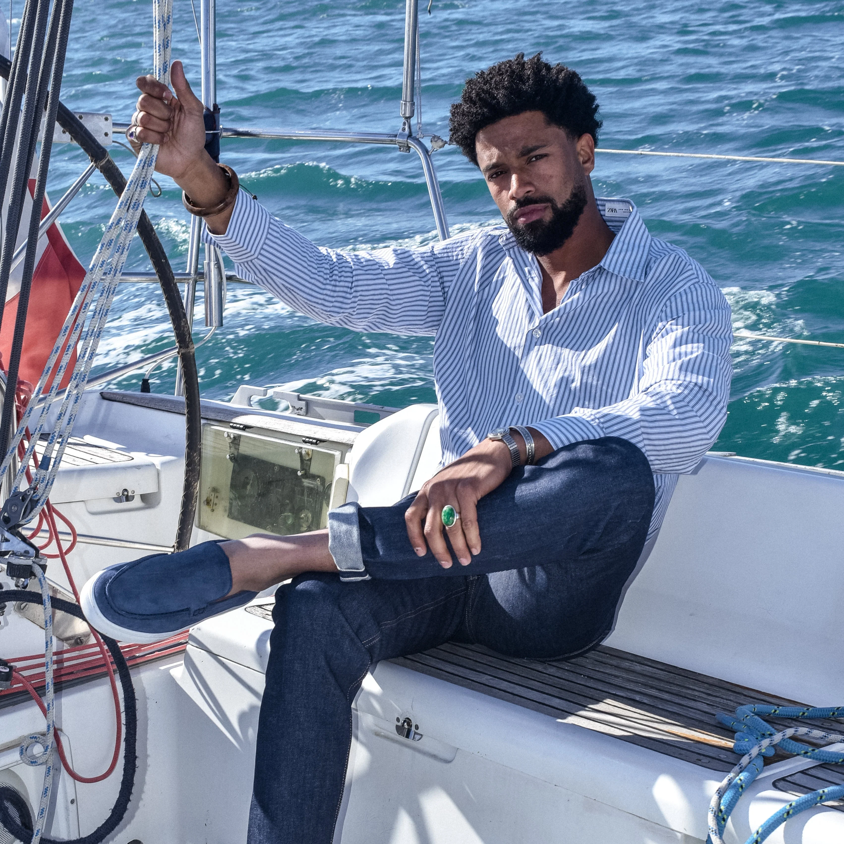 Tossa-Mocassin en veau velours marine