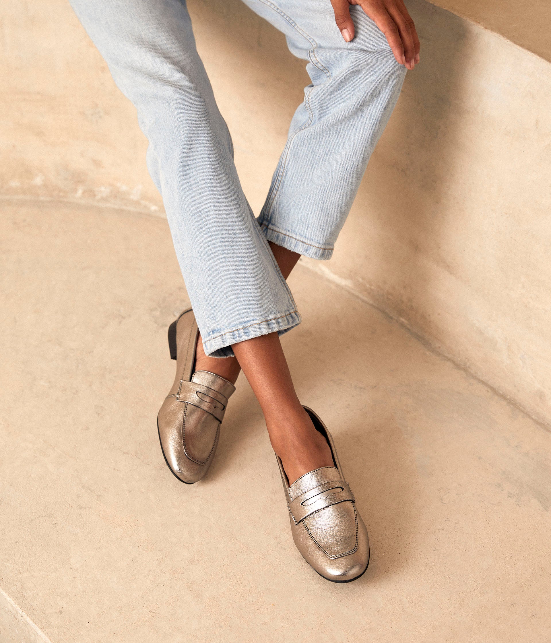 Mocassins cuir étain Jackie