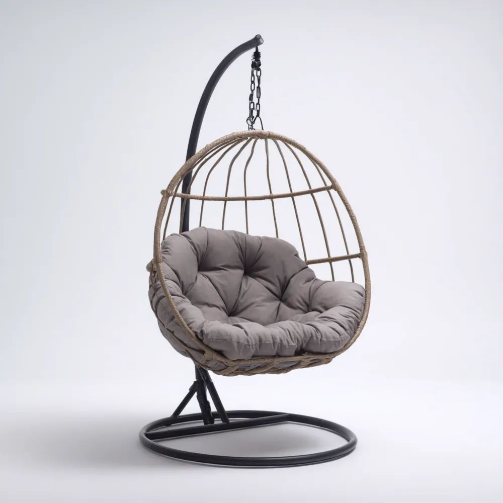 Hängesessel Rattan 100x100x200 cm - Grau - Modernes Design