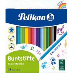 Crayons de couleur standard, étui en carton de 24,