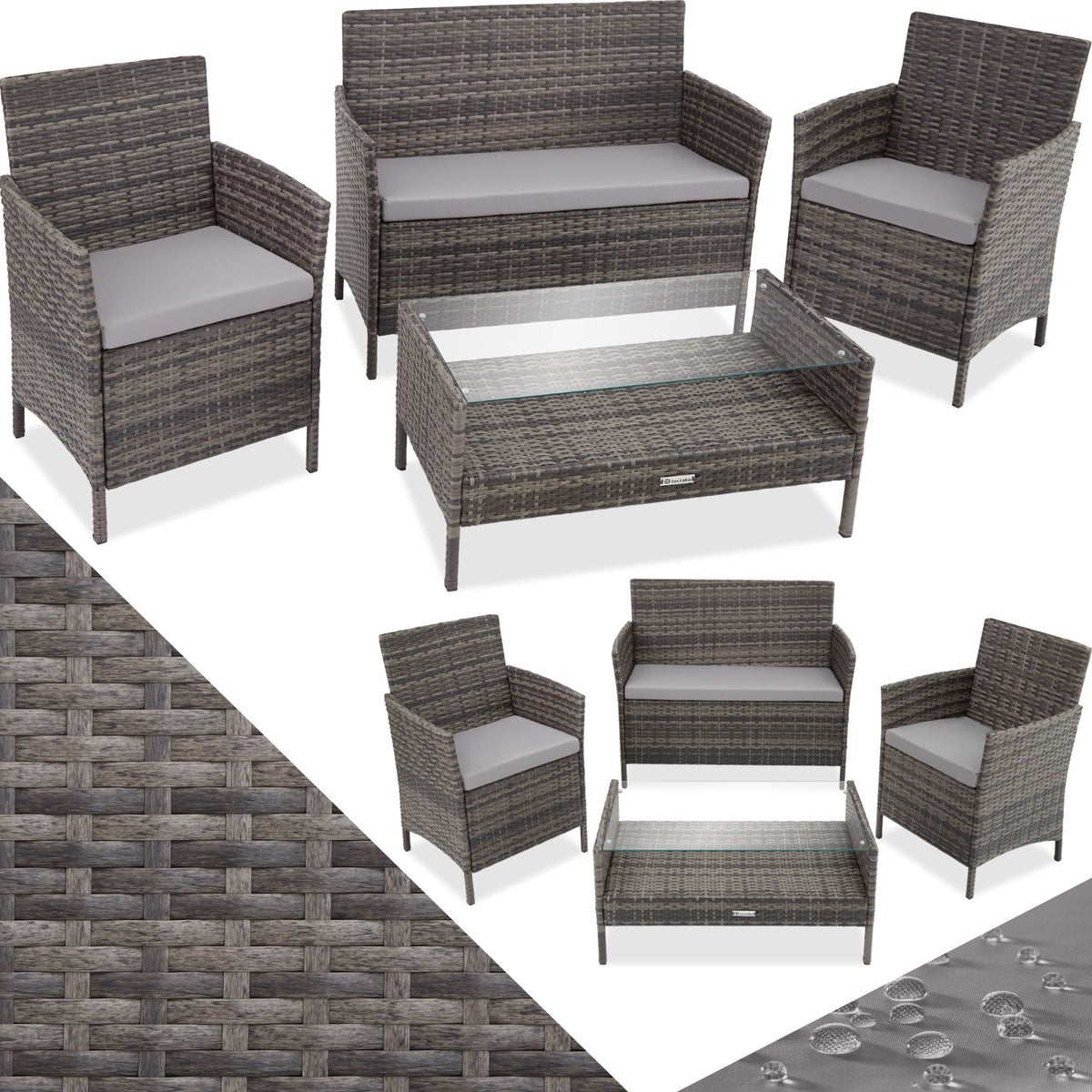 tectake Madeira rotan zitset voor 4 personen, eenvoudige montage