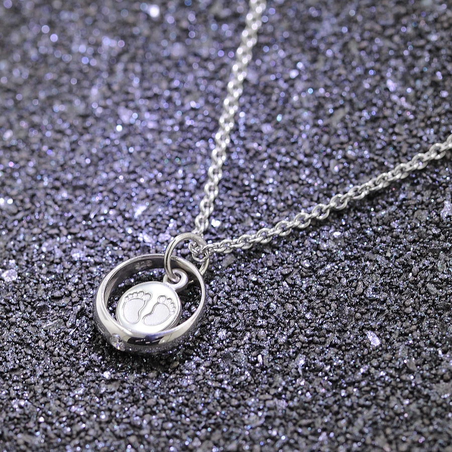 trendor Taufkette 925 Silber Taufring mit Anhänger Babyfüße silver