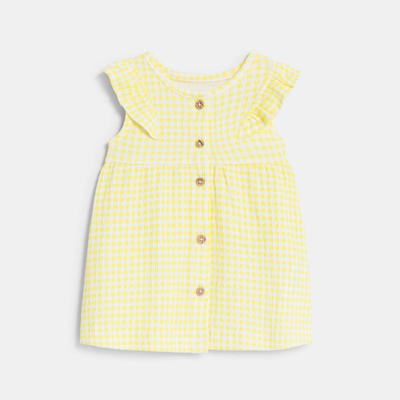 Robe seersucker vichy jaune bébé fille Jaune