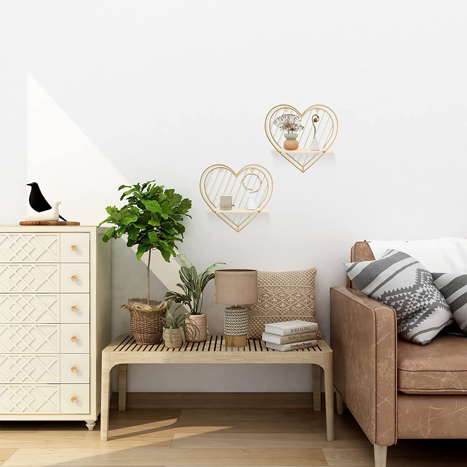 Metall Wandregal Home Deko Herz Schwebe Regal - Gold