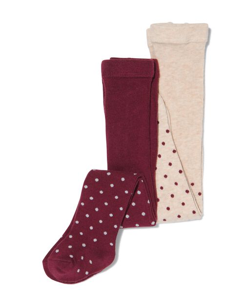 2 paires de collants épais bébé pois rose
