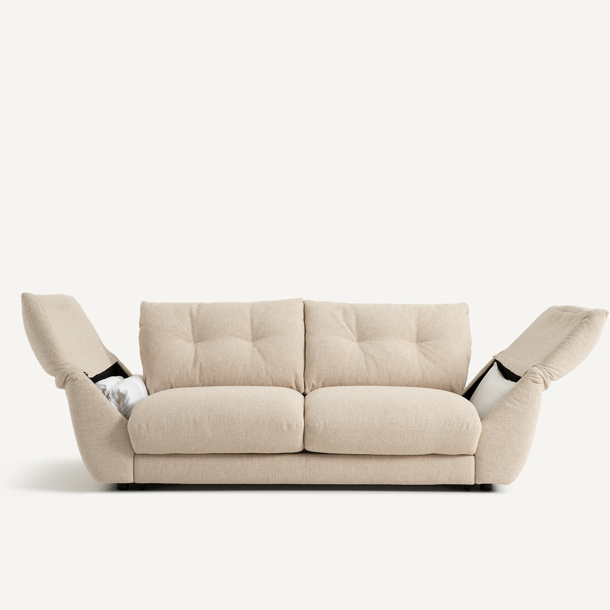 AM.PM<br>Sofá-cama de 3 lugares em tecido bouclé Edgar