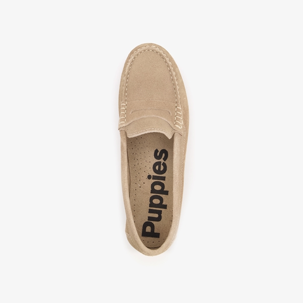 Hush Puppies suede dames mocassins beige