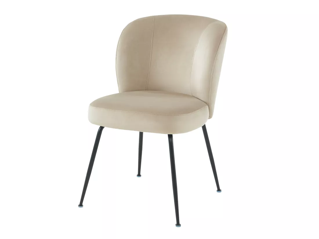 Lot de 6 chaises en velours et métal - Beige - POLPONA