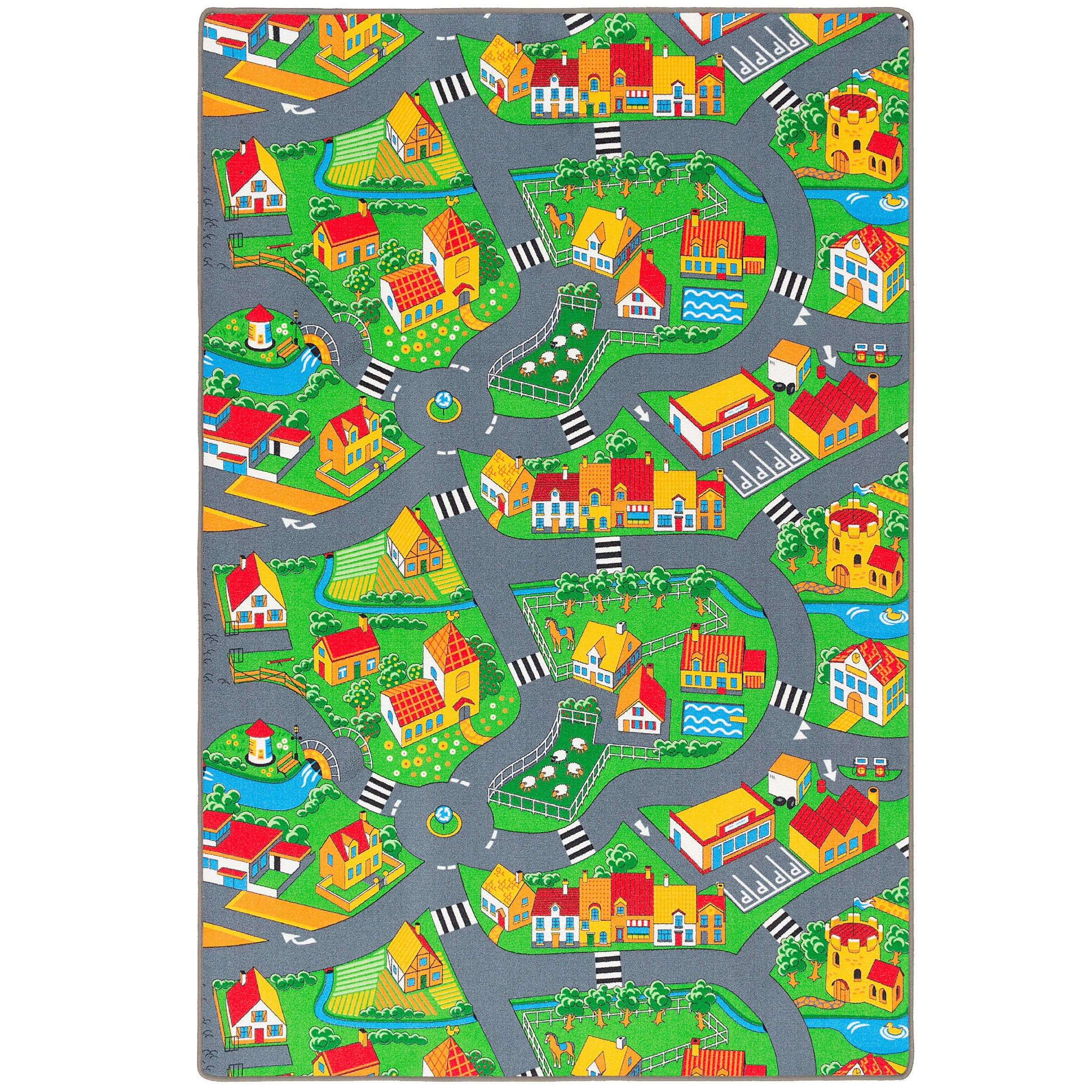 Snapstyle Kinder Spiel Straßenteppich Grün - 80x160 cm