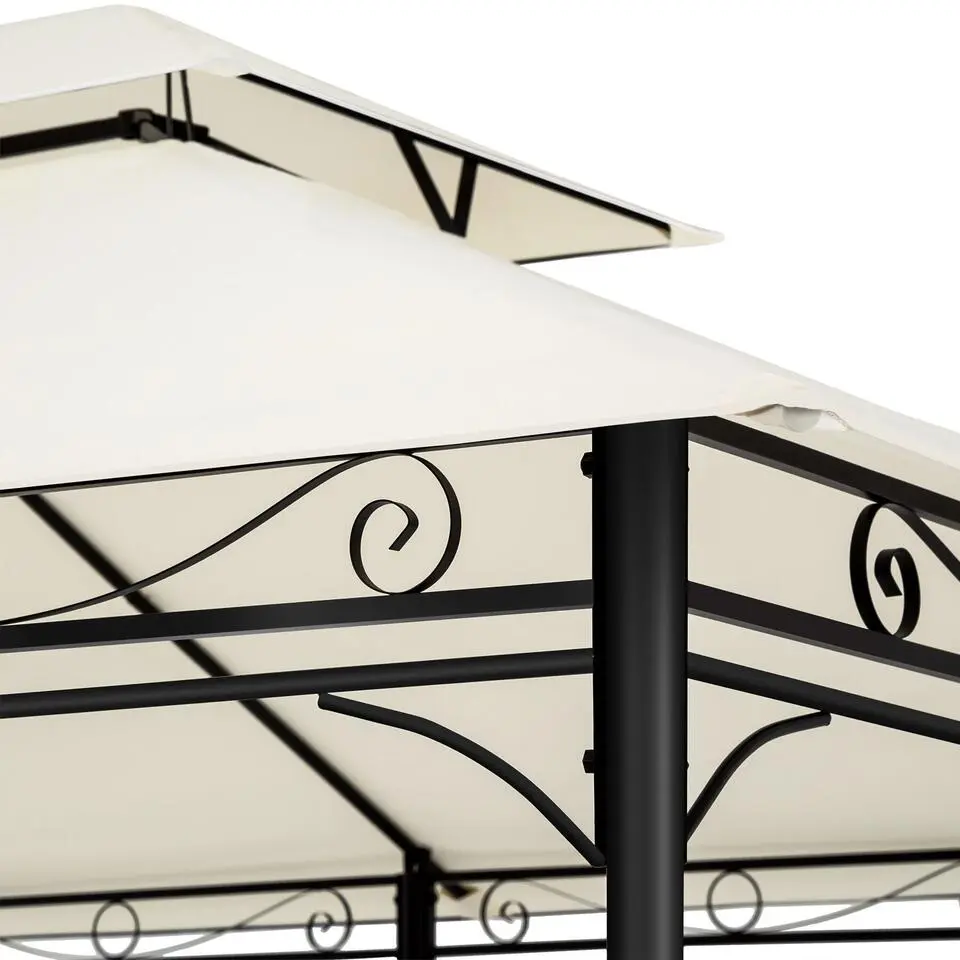 tectake Luxe tuinpaviljoen Emine 4x3m met 6 zijdelen, Crème