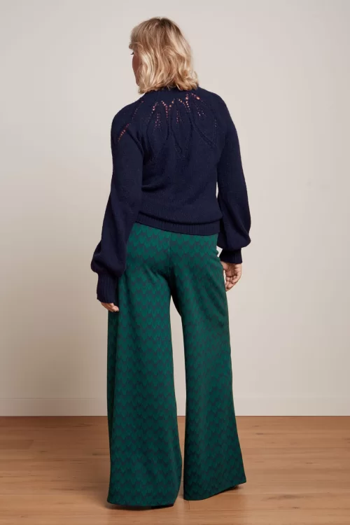 King Louie Pia Duffy Jacquard pantalon in avondblauw