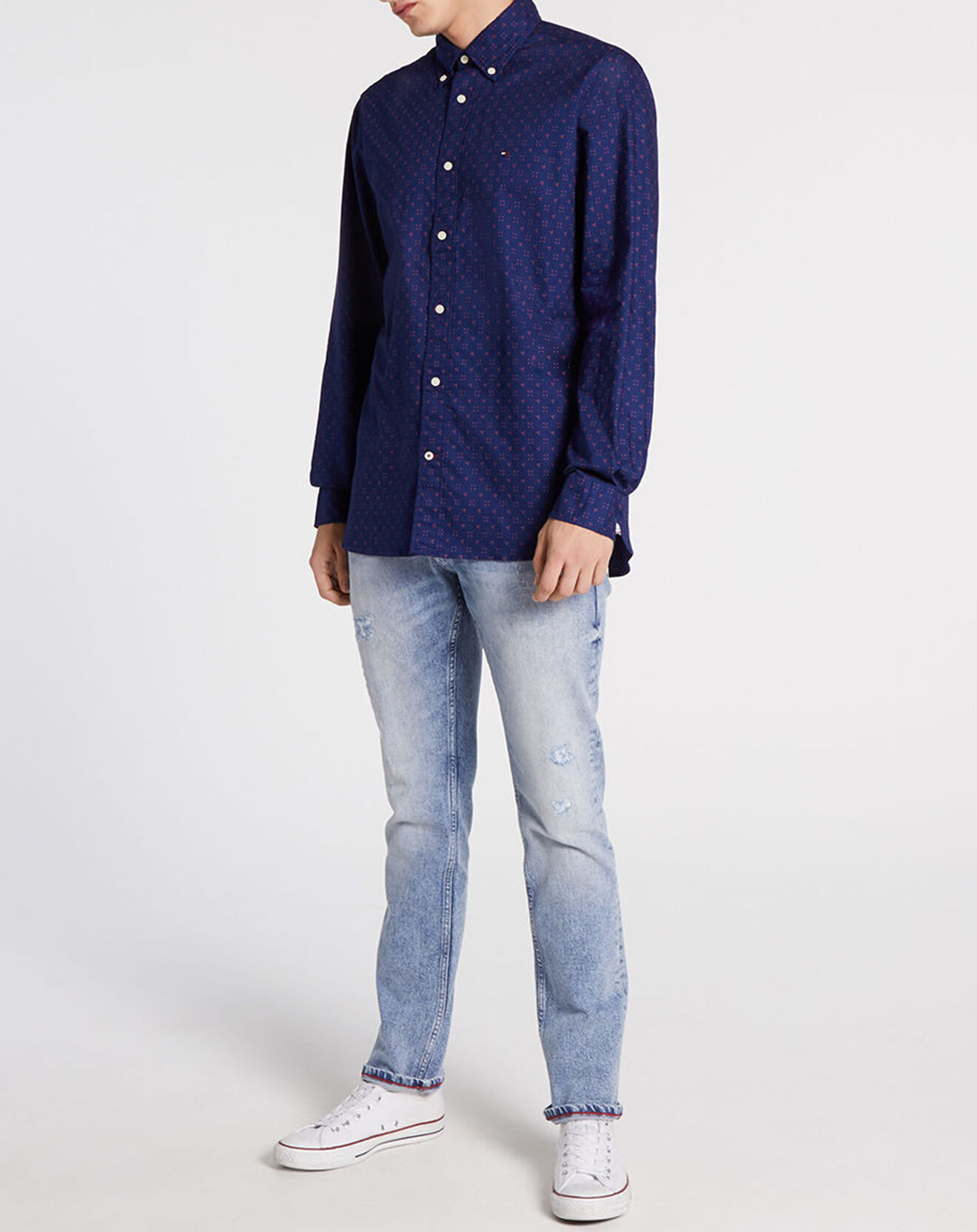 Tommy Hilfiger Chemise droite imprimée Géométrique bleu marine