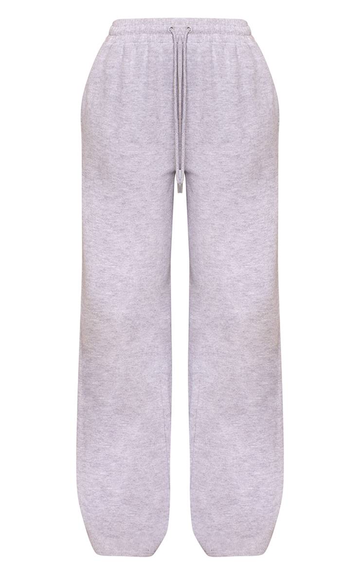 Gris Chiné Jogging Tall À Jambes Larges En Tissu Doux Au Toucher