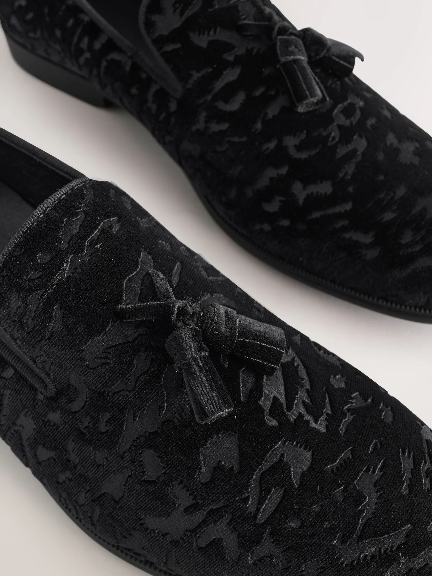 Zwart - Velvet Pattern Loafers