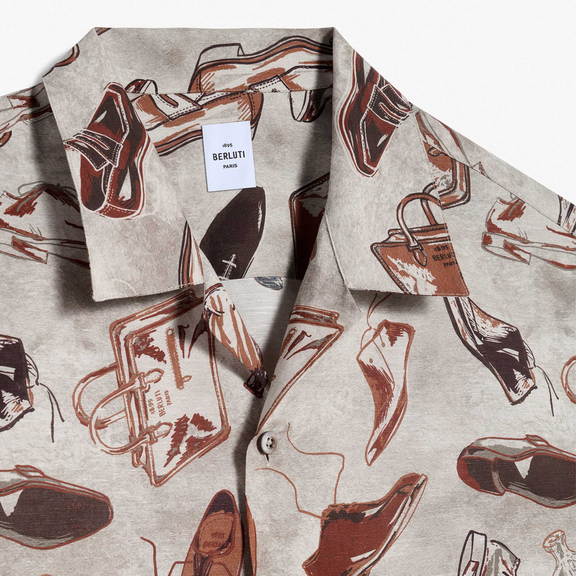 Chemise À Manches Courtes En Lin Et Coton Avec Imprime Summer