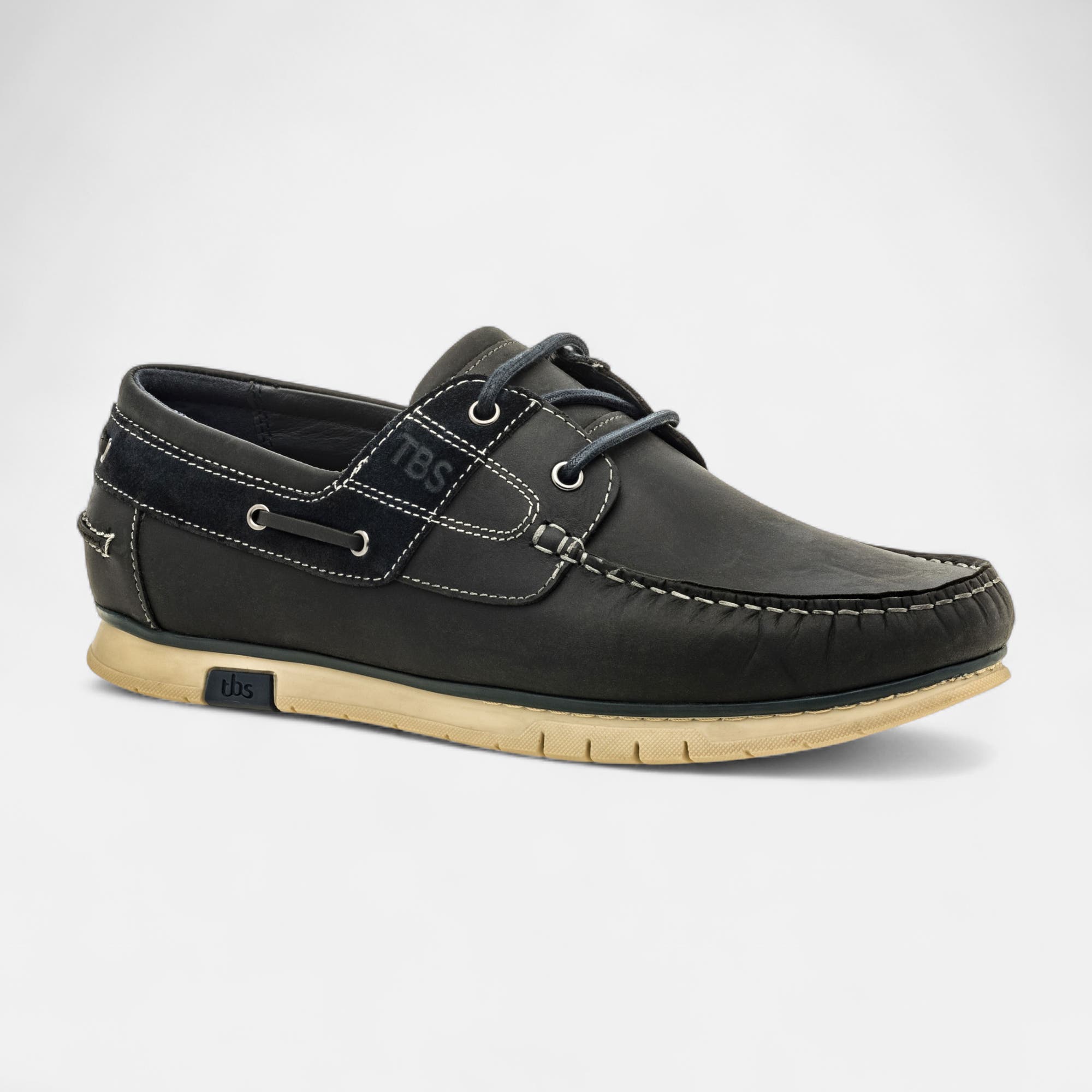 Chaussures bateau Homme en cuir bleu marine