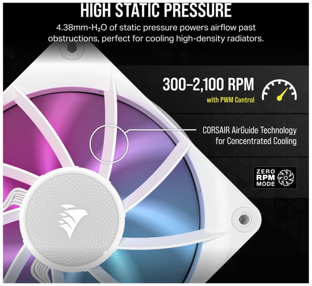 Corsair iCUE LINK RX120 RGB 120mm PWM blæser startsæt (3-pakke, hvid)