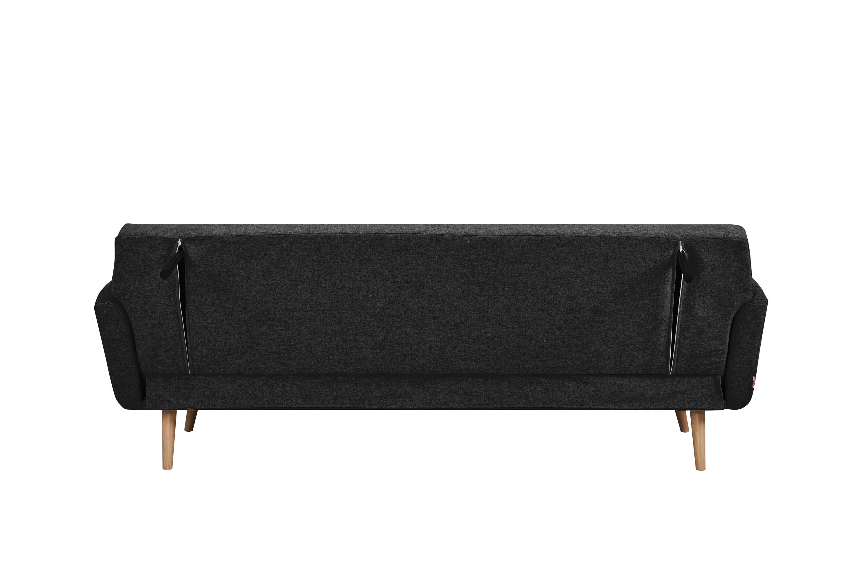 Schlafsofa schwarz Schlafcouch Sofa Couch Schlaffunktion Gästebett Gästesofa