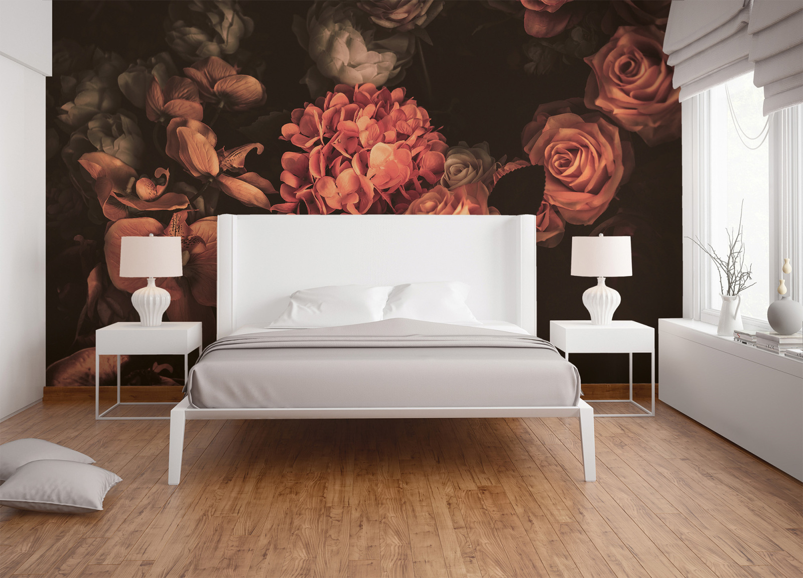 Fototapete DESIGNWALLS - orange-rosa - Blumen - 2,55 Meter