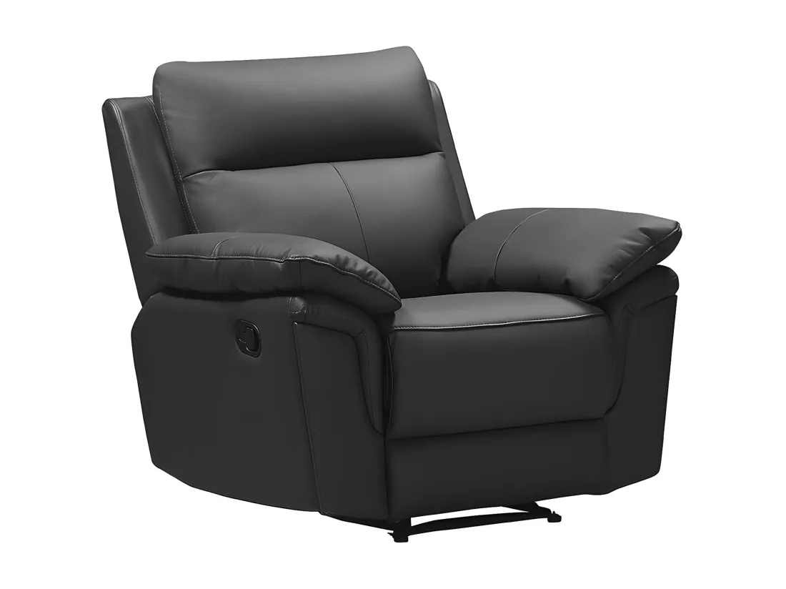 Canapé 3 places et un fauteuil relax en cuir de buffle PAKITA - Noir