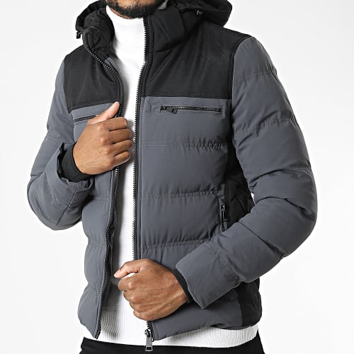 Doudoune Capuche Gris Anthracite