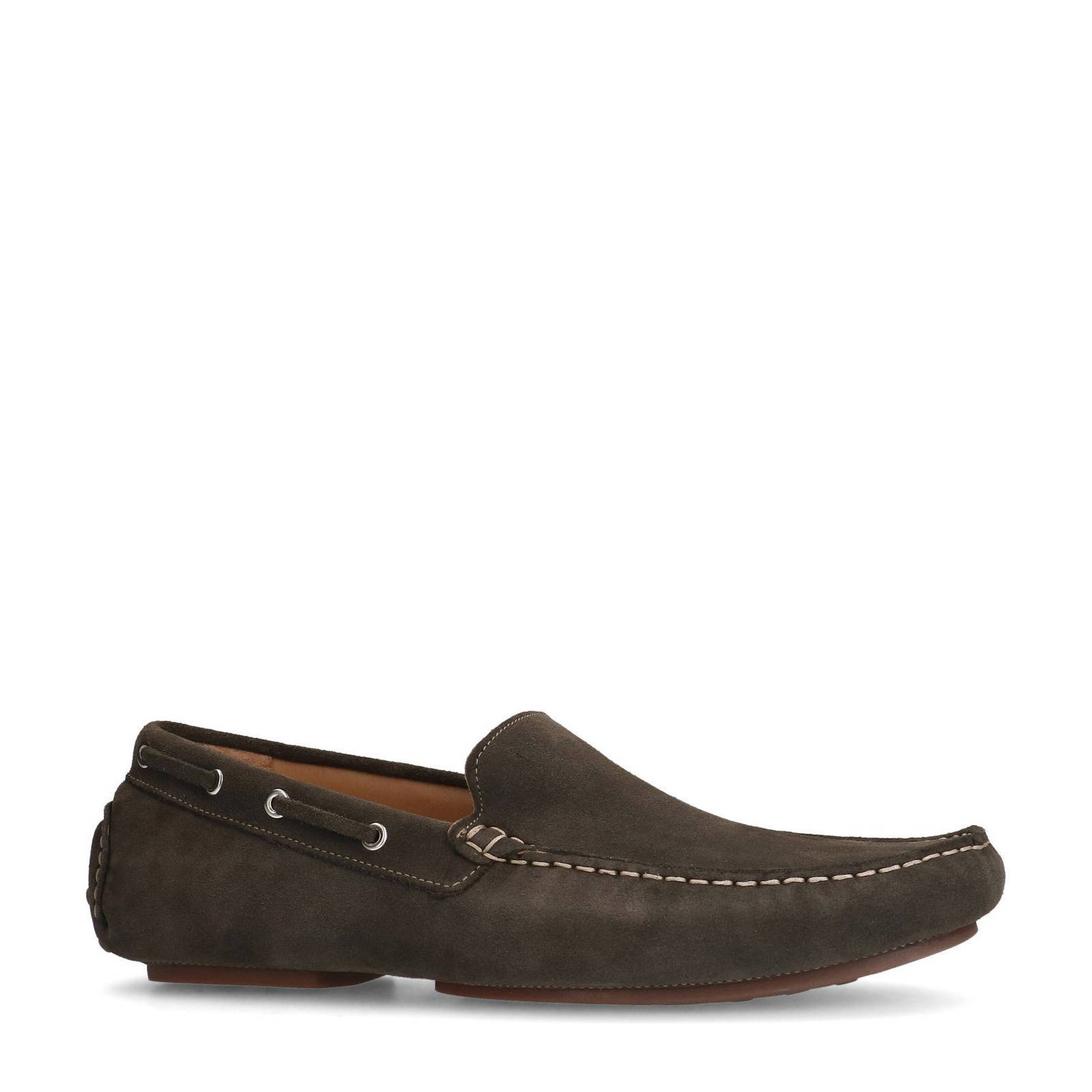 Manfield suède mocassins olijfgroen