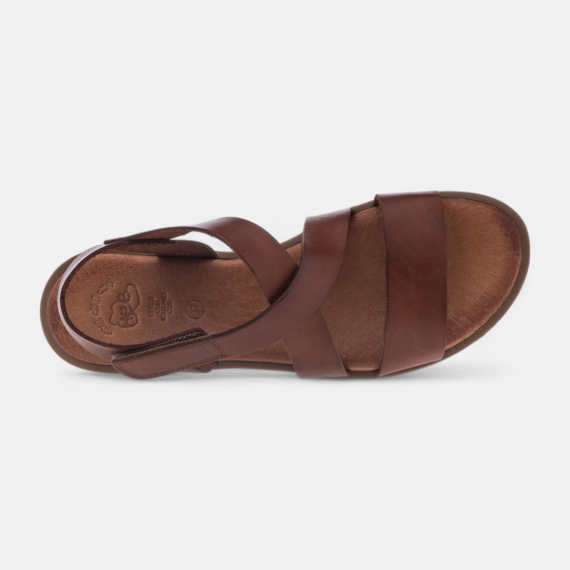 Nu-pieds Femme en cuir cognac