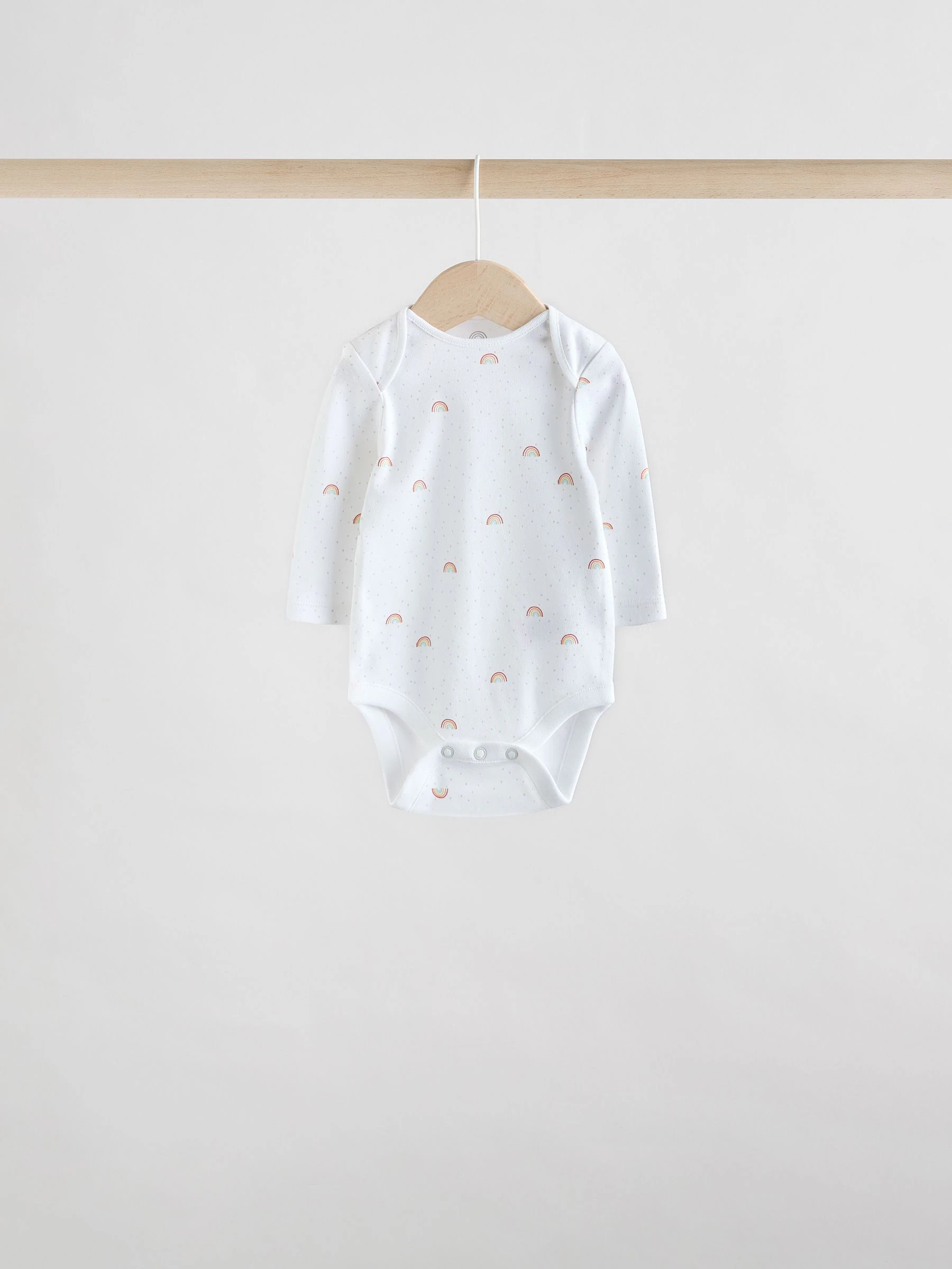 Wit met figuurprint - Baby Bodysuits met Lange mouwen van 100% katoen