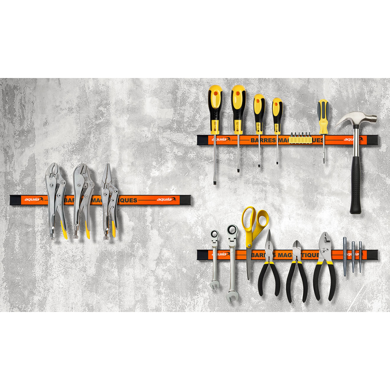 Pratik Garden 3 Barres magnétiques porte-outils multicolores - 46 cm