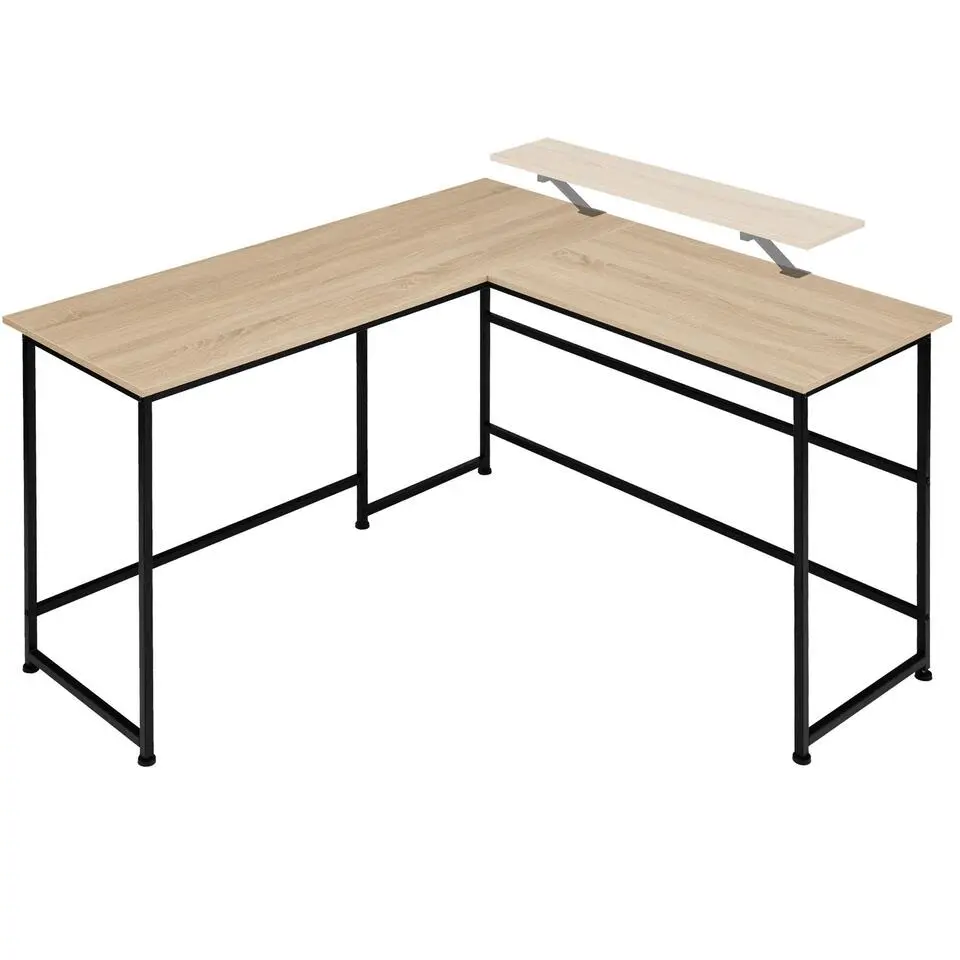 tectake Bureau Melrose 140x130x76,5cm, Industrieel Licht Hout, Eiken Sonoma