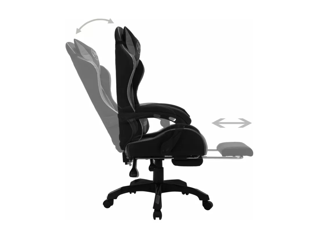 Fauteuil de jeux vidéo avec LED RVB Gris et noir Similicuir