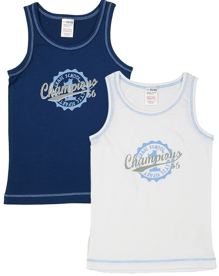 Unterhemd CHAMPIONS 2er-Pack in blau/weiß