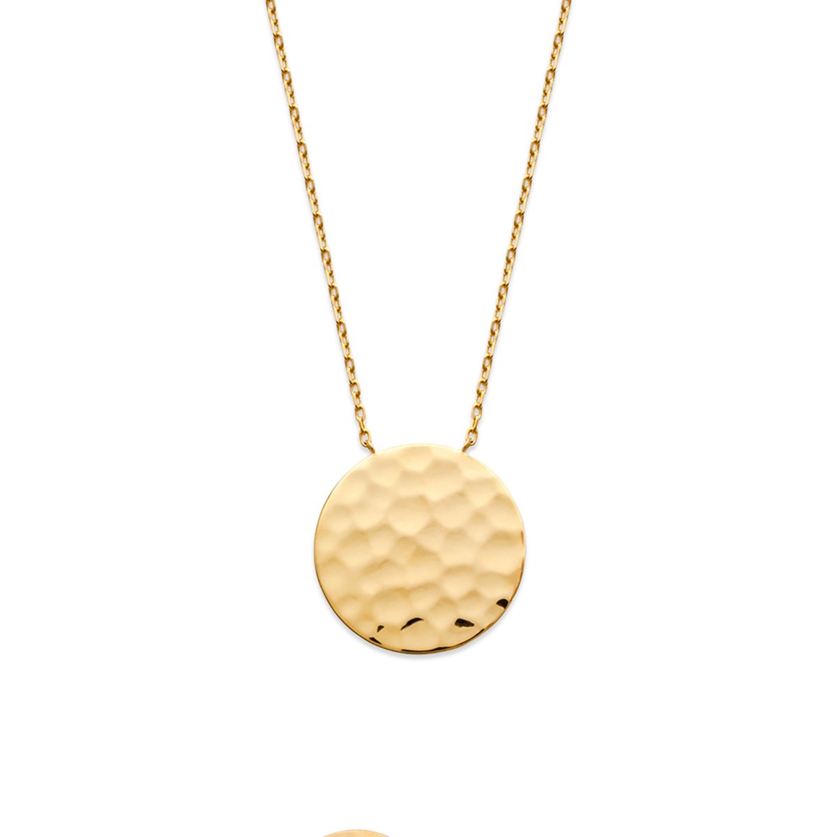 Collier Brillaxis pastille martelée plaqué or 45cm