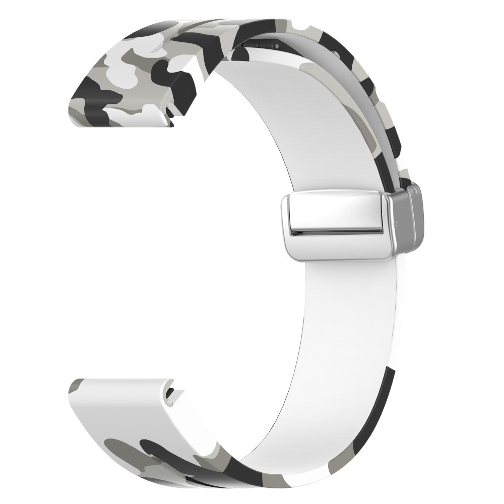 Samsung Galaxy Watch FE (40mm) Silikon Sport Armband mit Magnet-Verschluss (Gelenkumfang: 180-240 mm) - Camouflage / Weiss