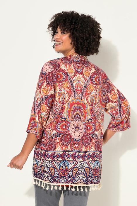 Kimono, Mustermix, offene Form, weite 3/4-Ärmel
