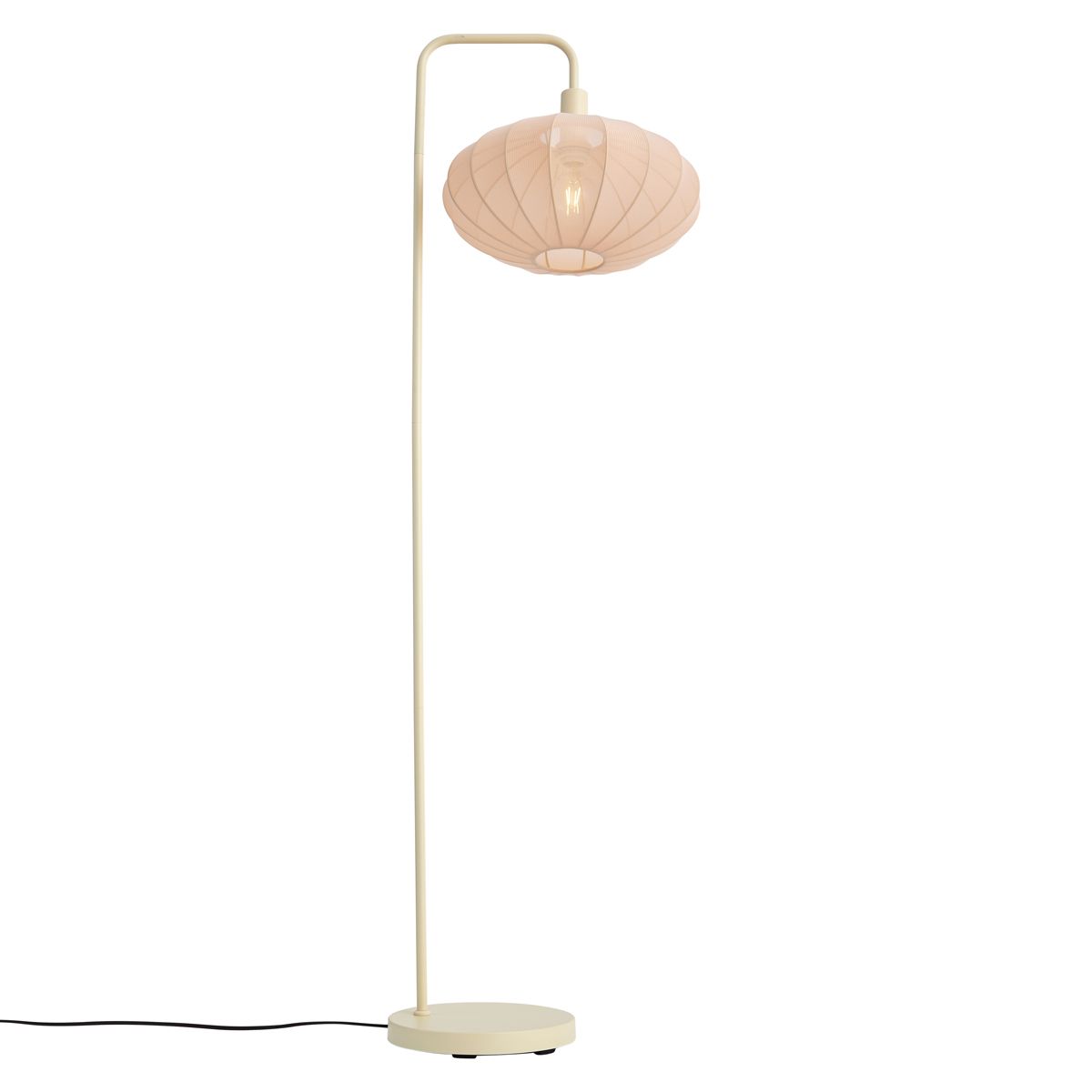 Japandi vloerlamp beige met stoffen crème kap - Bida