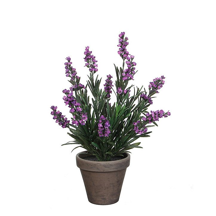 Lavande violet artificiel ø20 x h.33 cm en pot Stan gris ø11,5 cm