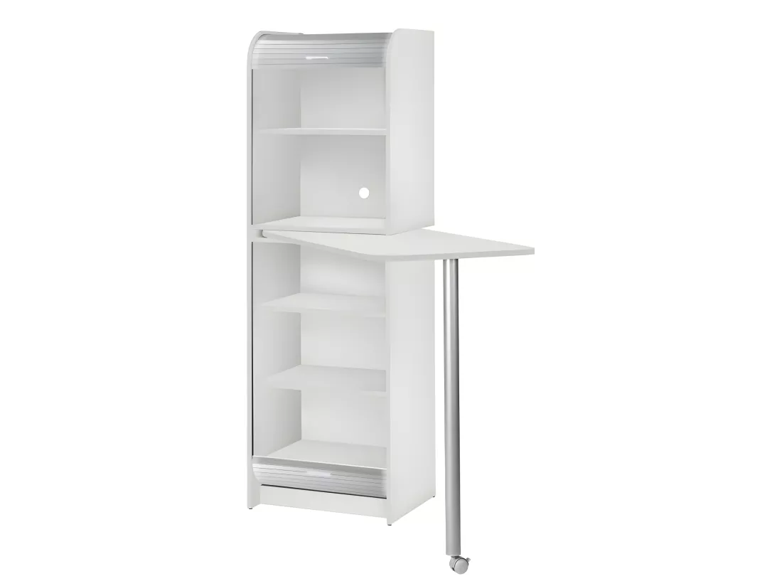 Table de Cuisine et Meuble de Rangement Blanc Alu