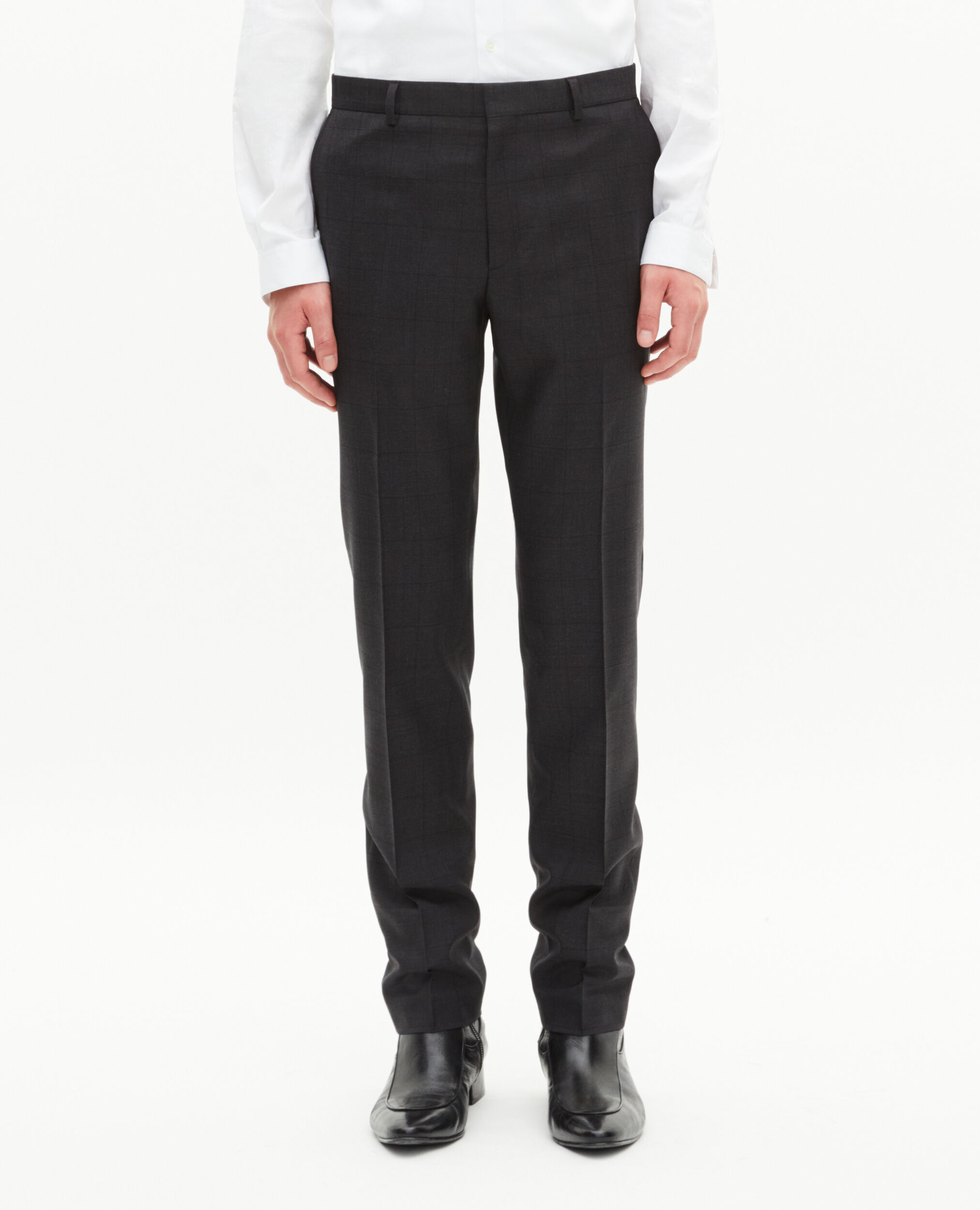 Pantalon de costume ajusté à carreaux en laine noir