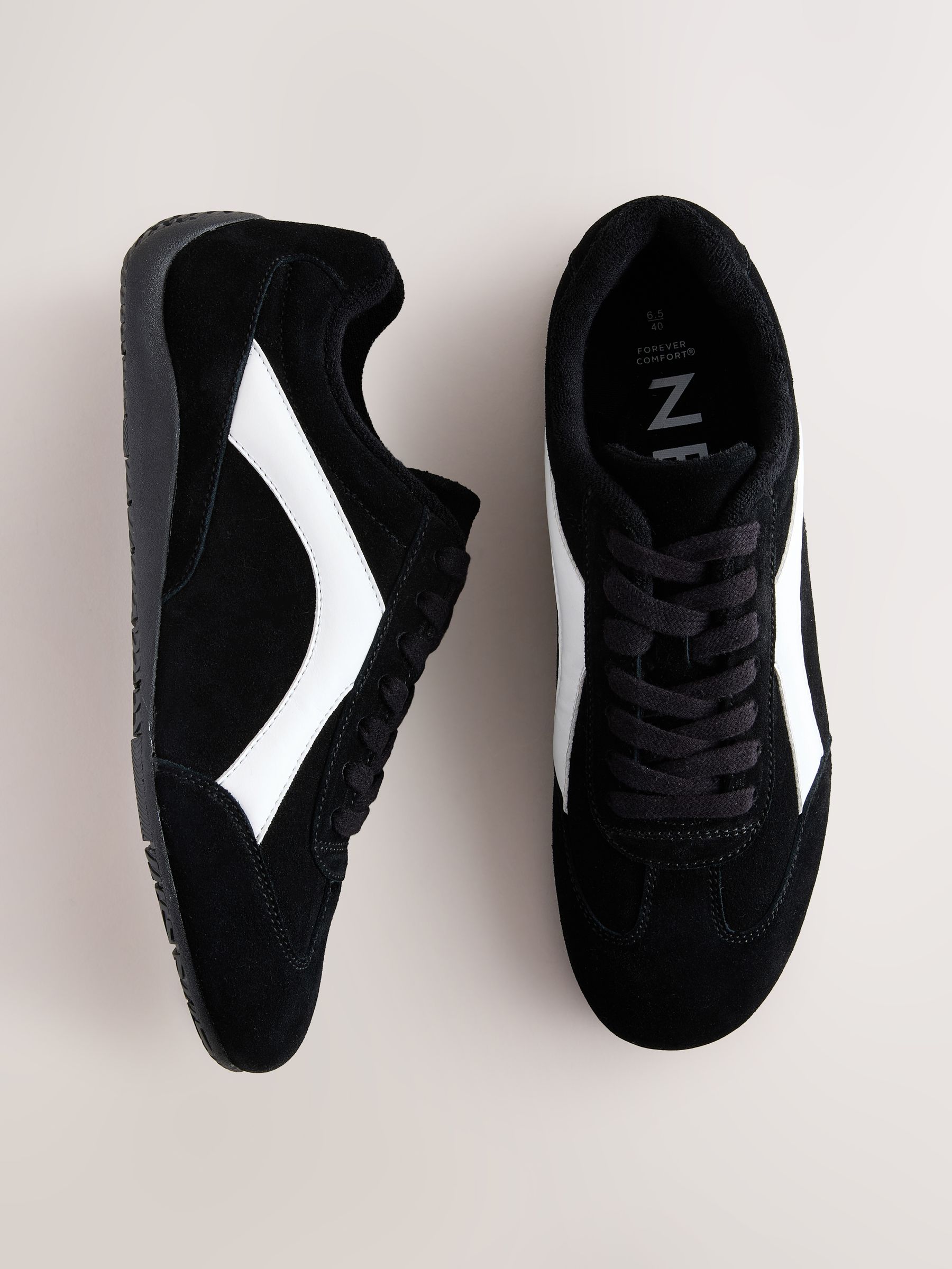 Zwart suède - Forever Comfort® Leather Slimsole Lace-Up Trainers