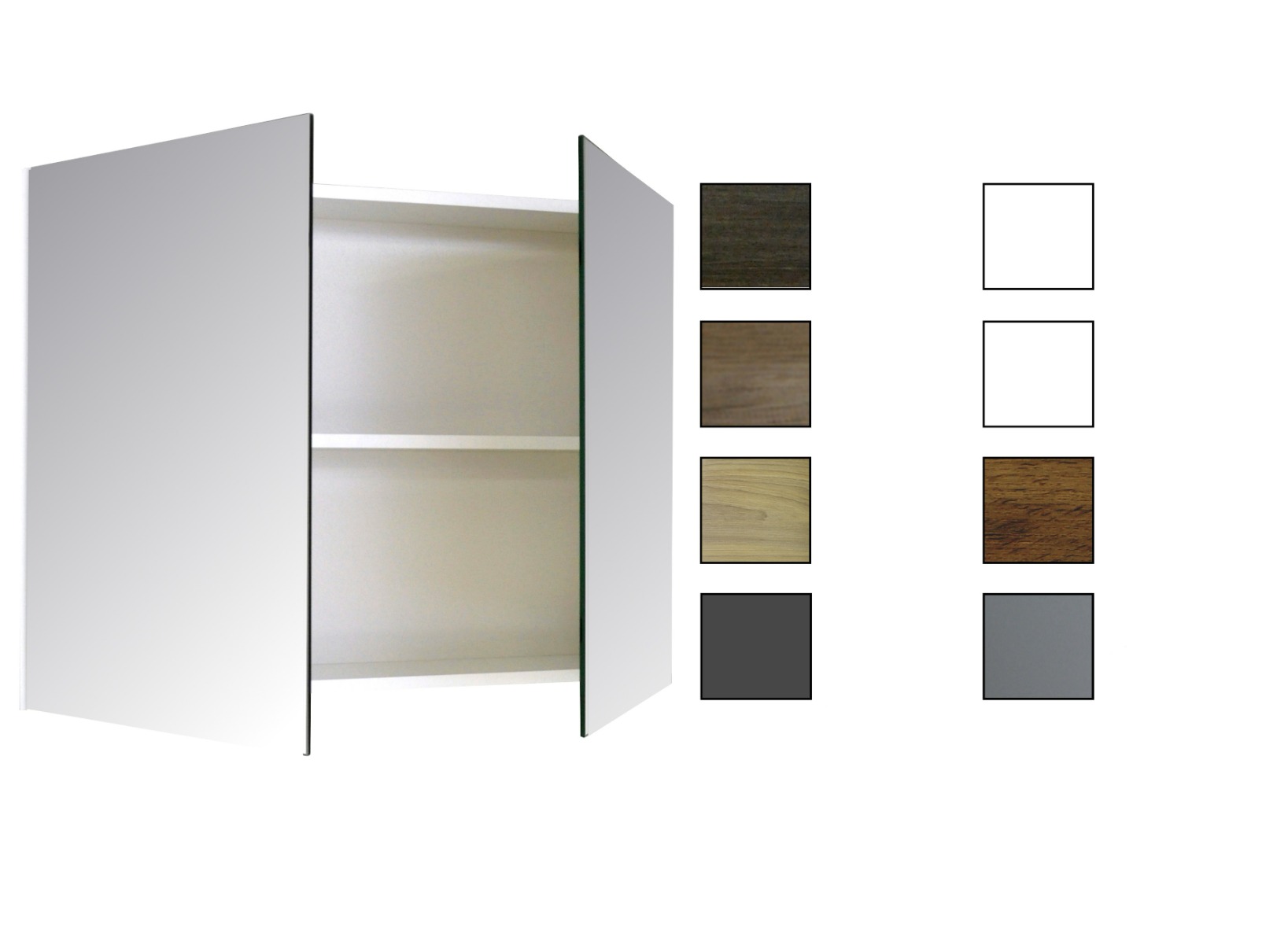 Sanicare Spiegelkast Qlassics 100 cm. 2 dubbelzijdige spiegeldeuren grey-wood