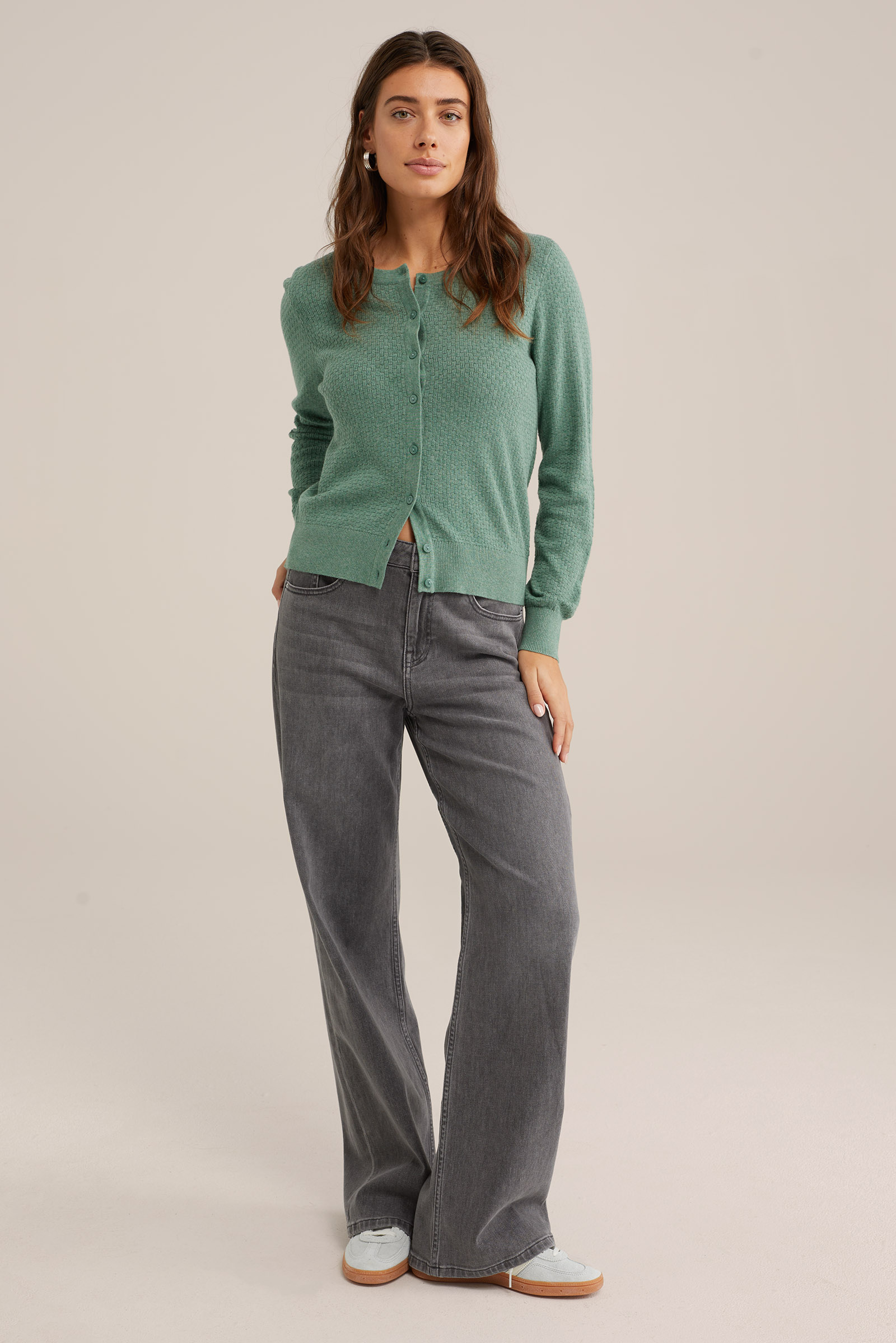 vest met structuur WE Fashion Pastelgroen