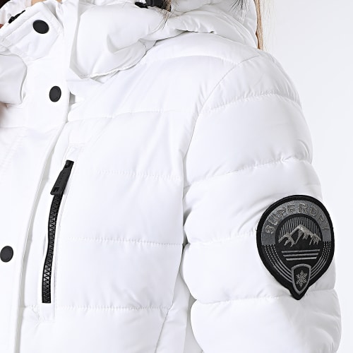 Doudoune Longue Capuche Fourrure Femme Fuji W5011564A Blanc