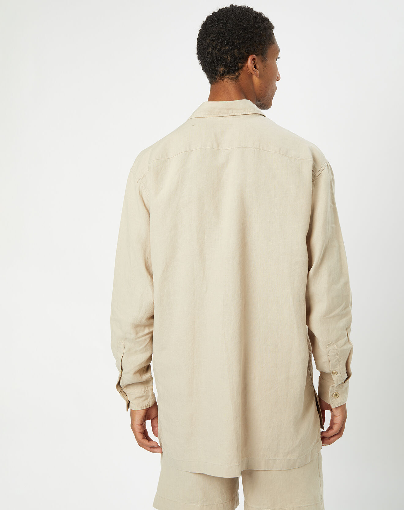 Marc O'Polo Surchemise 100% Lin manches longues Oversize West beige