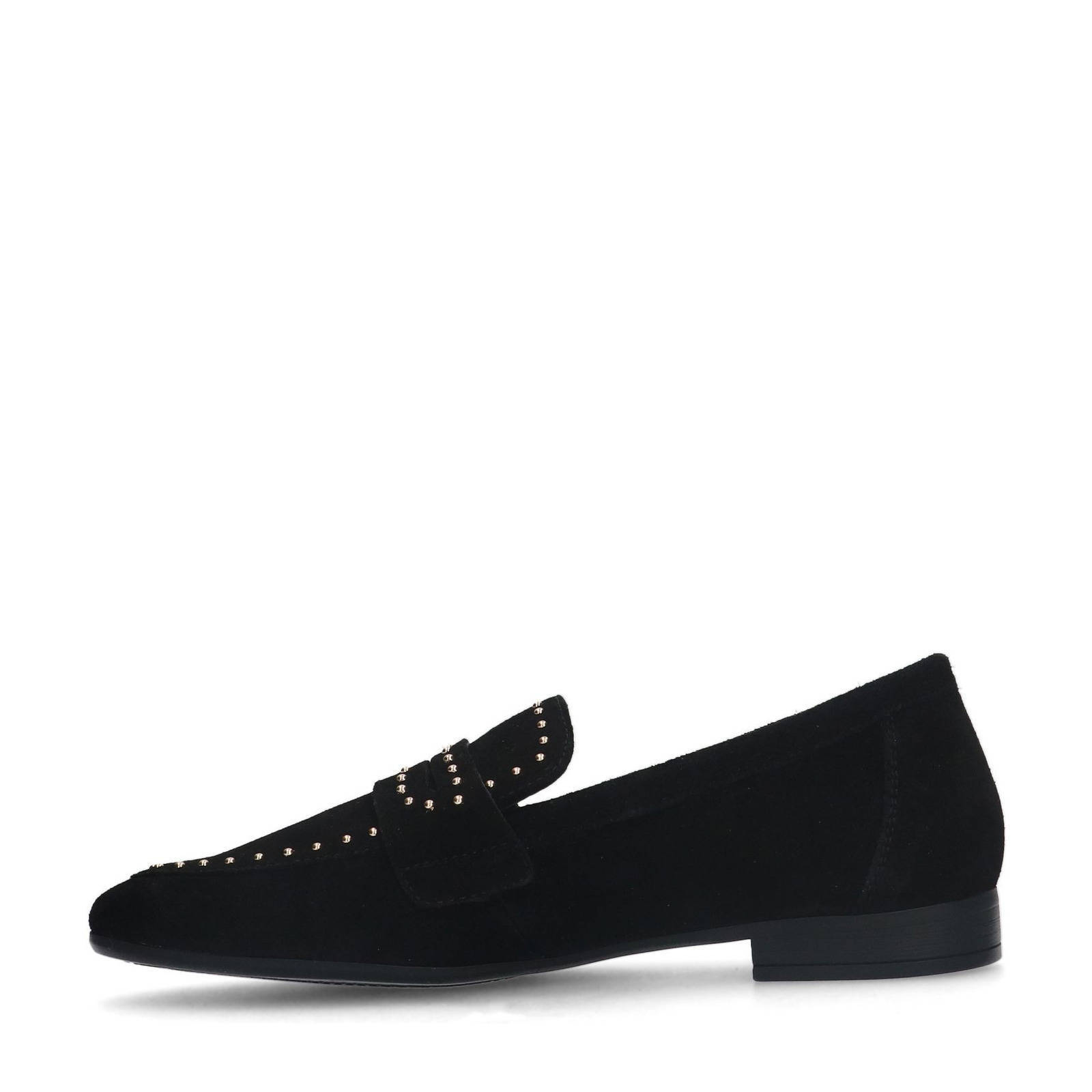 Manfield suède loafers met studs zwart