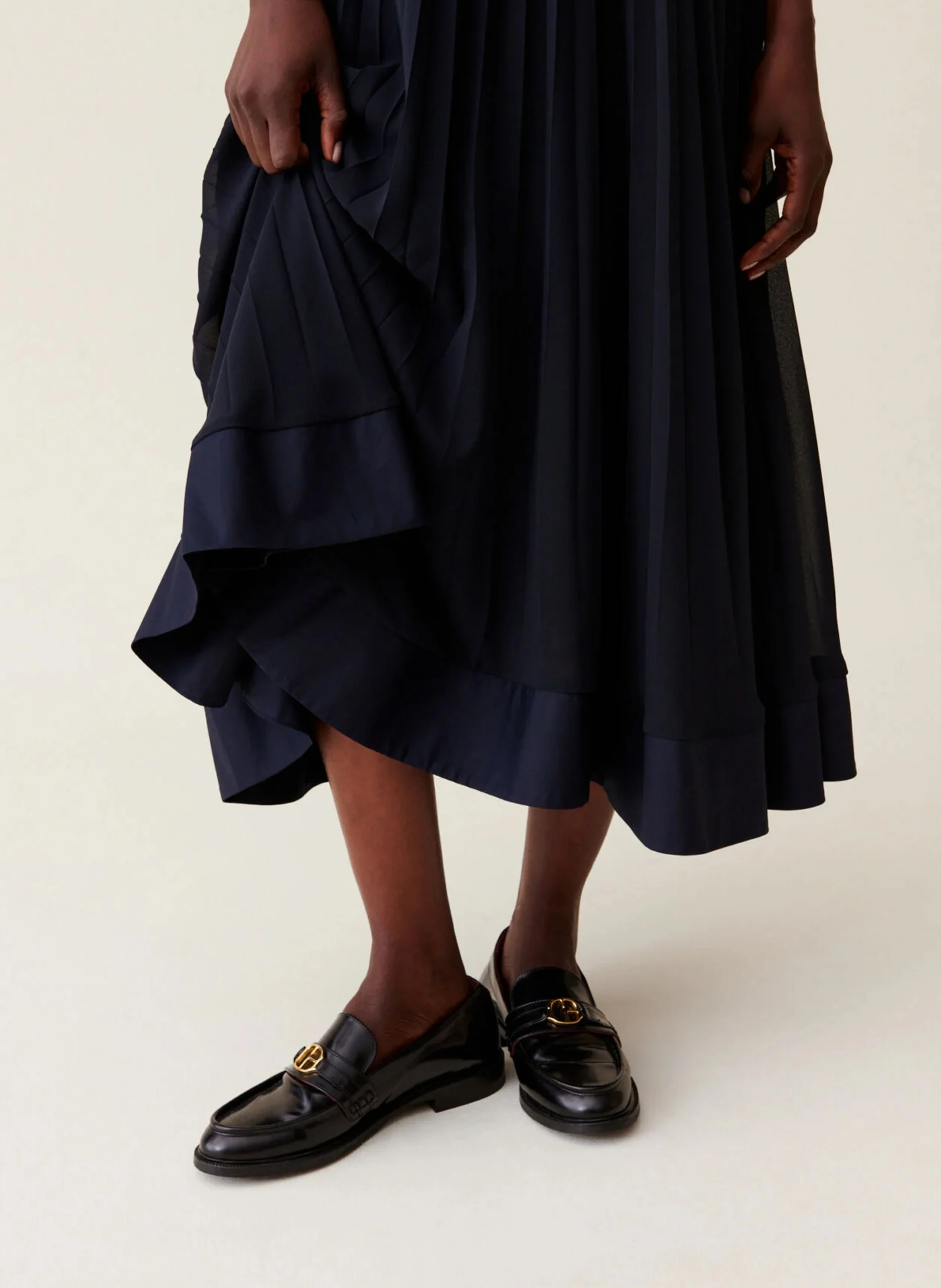 Robe longue plissée | Jean brut